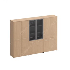 Шкаф комбинированный высокий (закрытый-стекло-одежда) Reventon (МЕ 377), зебрано песочный (274х46х196) в Стерлитамаке - предосмотр
