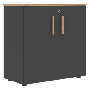 Низкий шкаф с малыми дверцами широкий FORTA Графит-Дуб Гамильтон  FLC 80.1(Z) (798х404х801) в Салавате