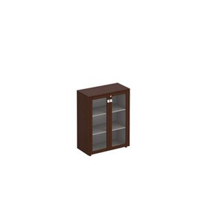 Шкаф со стеклянными дверьми средний Премьер, венге темный (96х46х121) ПР 312 в Уфе