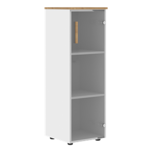 Средний шкаф колонна со стеклянной правой дверью FORTA Белый-Дуб Гамильтон FMC 40.2 (R) (399х404х801) в Салавате