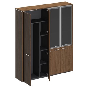 Шкаф комбинированный Velar, дуб табачный, (для одежды+со стеклом) (183х41х212) ВЛ 359 в Стерлитамаке
