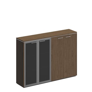 Шкаф для документов комбинированный Velar, дуб табачный, (стекло+закрытый) (183х41х132) ВЛ 322 в Стерлитамаке