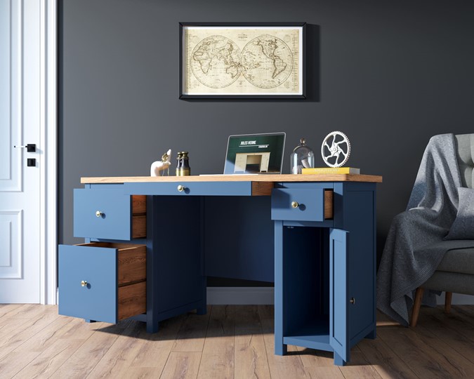 Большой рабочий стол Jules Verne JV14ETGB (Синий) в Стерлитамаке - изображение 2