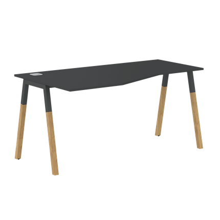 Письменный стол левый FORTA Черный Графит-Черный Графит-Бук FCT 1567  (L) (1580х900(670)х733) в Стерлитамаке - изображение