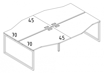 Рабочая станция столы (4х120) Техно на металлокаркасе QUATTRO А4, 240x184x75 белый премиум / металлокаркас белый А4 Б4 189-2 БП в Стерлитамаке