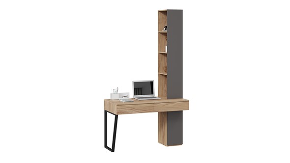 Стол компьютерный со шкафом комбинированным Порто СМ-393.15.012 (Яблоня Беллуно/Графит софт) в Стерлитамаке - изображение