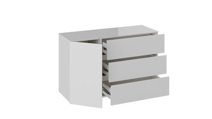 Комод с 3-мя ящиками и дверцей Glance тип 2 (Белый/Стекло белый глянец) в Стерлитамаке - изображение 1