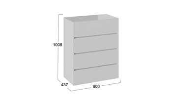 Комод с 4-мя ящиками Glance тип 1 (Белый/Стекло белый глянец) в Стерлитамаке - предосмотр 3