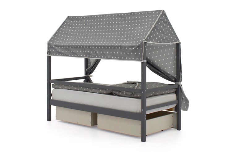 Крыша текстильная для кровати-домика Svogen (звезды; фон графит) в Стерлитамаке - изображение 2