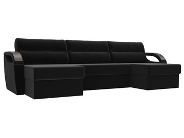 П-образный диван Форсайт, Черный (микровельвет) в Стерлитамаке