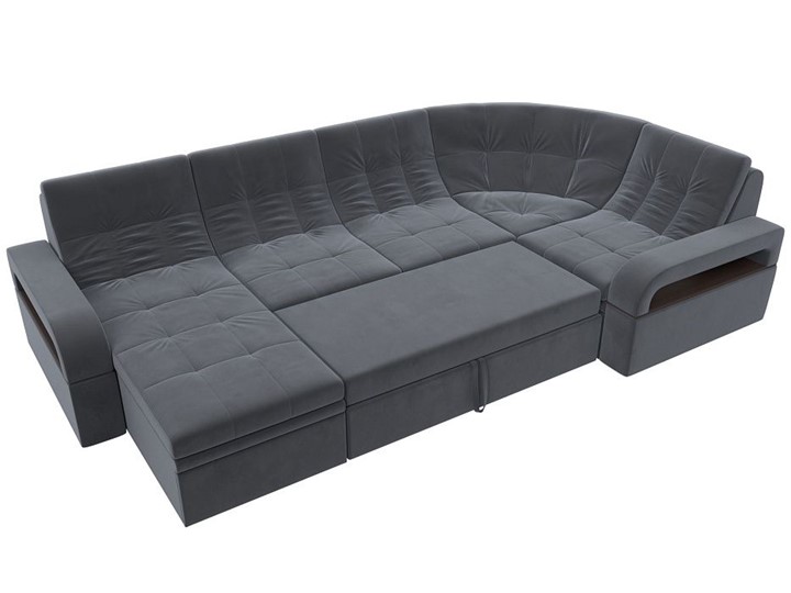П-образный диван Лига-035, Серый (велюр) в Уфе - изображение 1