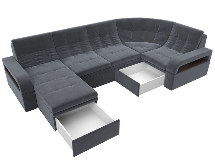 П-образный диван Лига-035, Серый (велюр) в Уфе - изображение 2