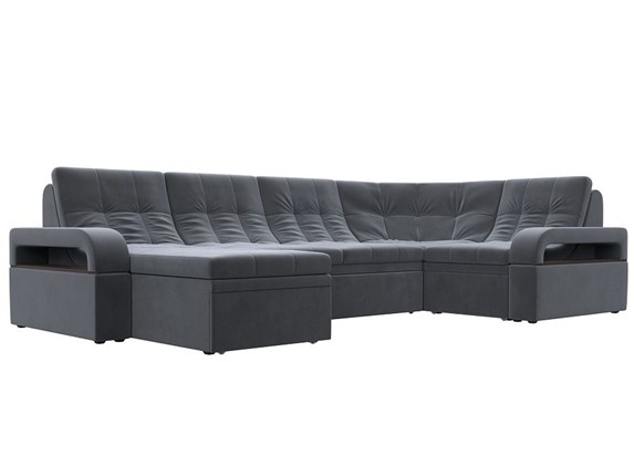 П-образный диван Лига-035, Серый (велюр) в Уфе - изображение