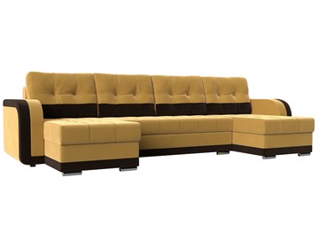 Большой П-образный диван Марсель, Желтый\Коричневый (Микровельвет) в Стерлитамаке