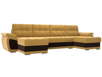 П-образный диван Нэстор, Желтый/Коричневый (микровельвет) в Уфе