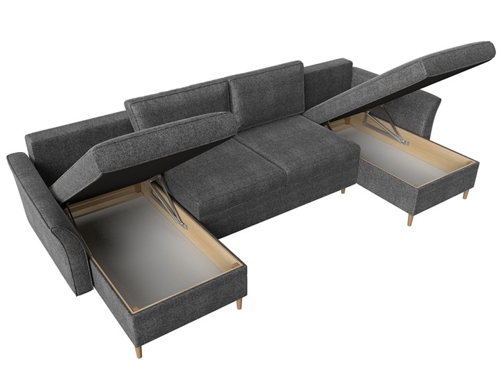 Большой П-образный диван София, Серый (Рогожка) в Стерлитамаке - изображение 7