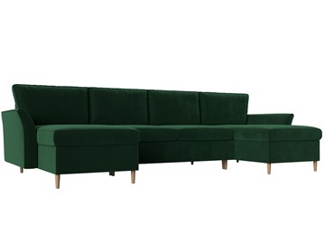 Большой П-образный диван София, Зеленый (Велюр) в Стерлитамаке