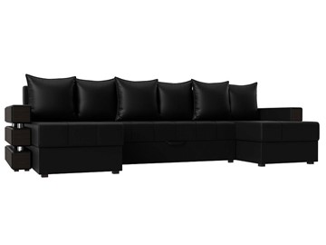 П-образный диван Венеция боннель, Черный (Экокожа) в Уфе