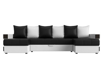 П-образный диван Венеция боннель, Черный\Белый (Экокожа) в Стерлитамаке - предосмотр 1