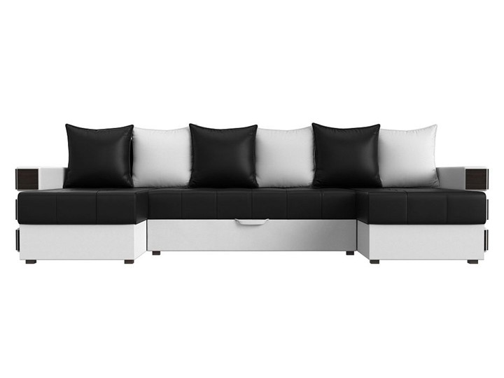 П-образный диван Венеция боннель, Черный\Белый (Экокожа) в Стерлитамаке - изображение 1