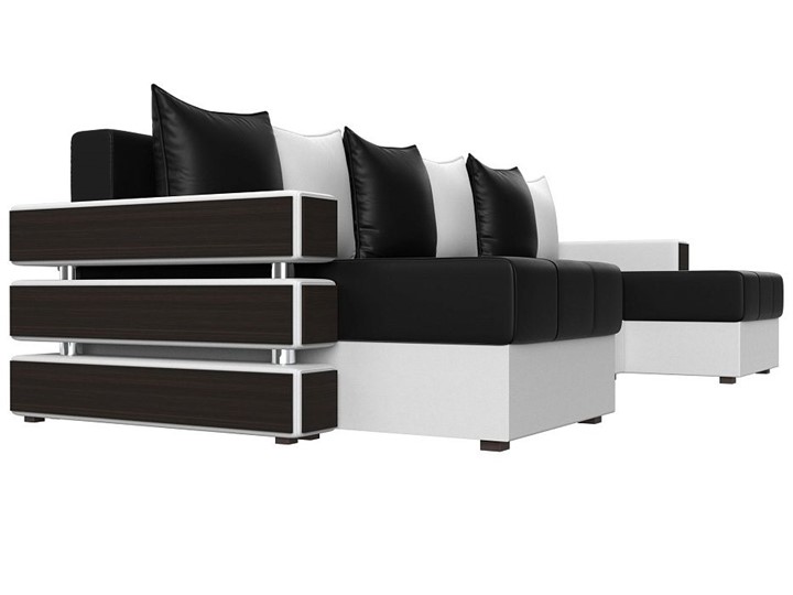 П-образный диван Венеция боннель, Черный\Белый (Экокожа) в Стерлитамаке - изображение 3