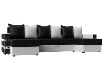 П-образный диван Венеция боннель, Черный\Белый (Экокожа) в Салавате