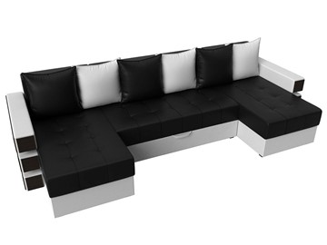 П-образный диван Венеция боннель, Черный\Белый (Экокожа) в Стерлитамаке - предосмотр 5