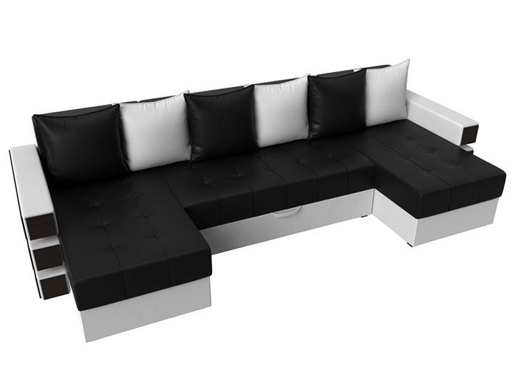 П-образный диван Венеция боннель, Черный\Белый (Экокожа) в Стерлитамаке - изображение 5