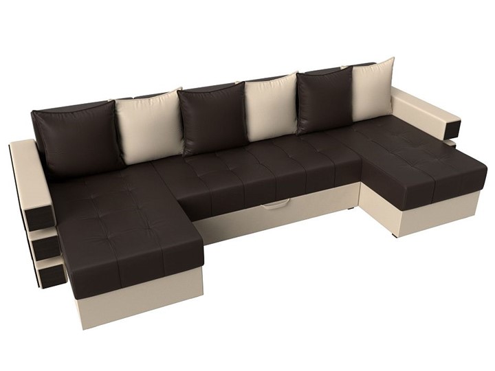 П-образный диван Венеция боннель, Коричневый\Бежевый (Экокожа) в Стерлитамаке - изображение 5
