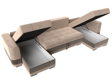 П-образный диван Честер, Бежевый/коричневый (велюр) в Стерлитамаке - предосмотр 5
