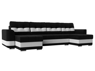 П-образный диван Честер, Черный/белый (вельвет/экокожа) в Стерлитамаке