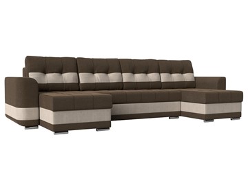 П-образный диван Честер, коричневый/бежевый (рогожка) в Уфе