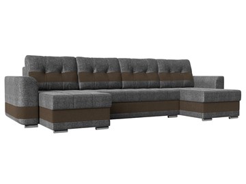 П-образный диван Честер, Серый/коричневый (рогожка) в Уфе