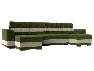 П-образный диван Честер, Зеленый/бежевый (вельвет) в Стерлитамаке