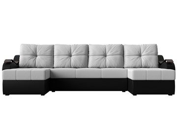 П-образный диван Меркурий П, Белый/черный (экокожа) в Стерлитамаке - предосмотр 1