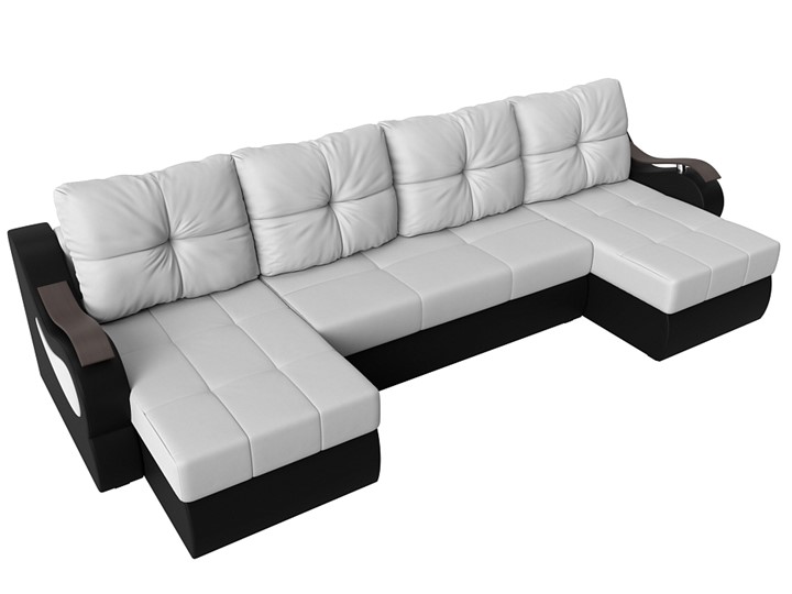 П-образный диван Меркурий П, Белый/черный (экокожа) в Стерлитамаке - изображение 4