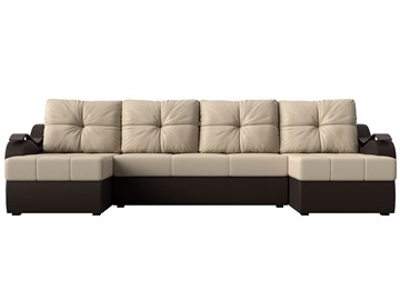 П-образный диван Меркурий П, Бежевый/коричневый (экокожа) в Стерлитамаке - предосмотр 1