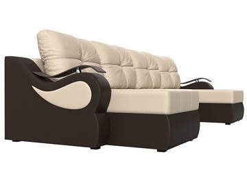 П-образный диван Меркурий П, Бежевый/коричневый (экокожа) в Стерлитамаке - предосмотр 2
