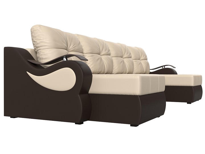 П-образный диван Меркурий П, Бежевый/коричневый (экокожа) в Стерлитамаке - изображение 2