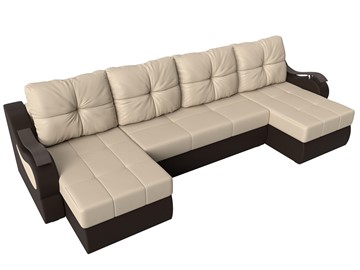 П-образный диван Меркурий П, Бежевый/коричневый (экокожа) в Стерлитамаке - предосмотр 4