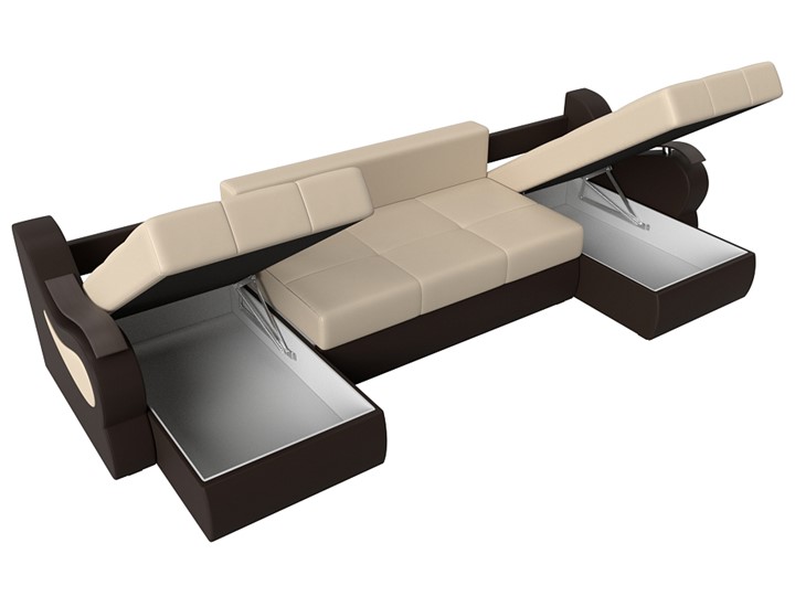 П-образный диван Меркурий П, Бежевый/коричневый (экокожа) в Стерлитамаке - изображение 6