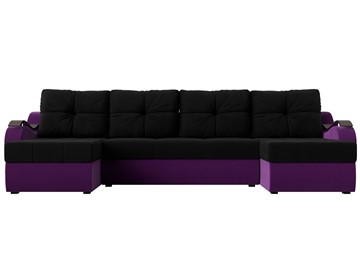 П-образный диван Меркурий П, Черный/фиолетовый (вельвет) в Стерлитамаке - предосмотр 1
