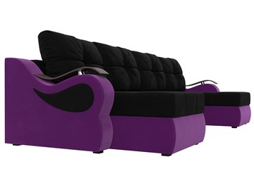 П-образный диван Меркурий П, Черный/фиолетовый (вельвет) в Стерлитамаке - предосмотр 2