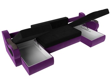 П-образный диван Меркурий П, Черный/фиолетовый (вельвет) в Стерлитамаке - предосмотр 6