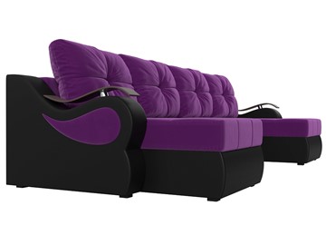 П-образный диван Меркурий П, Фиолетовый/черный (вельвет/экокожа) в Стерлитамаке - предосмотр 2
