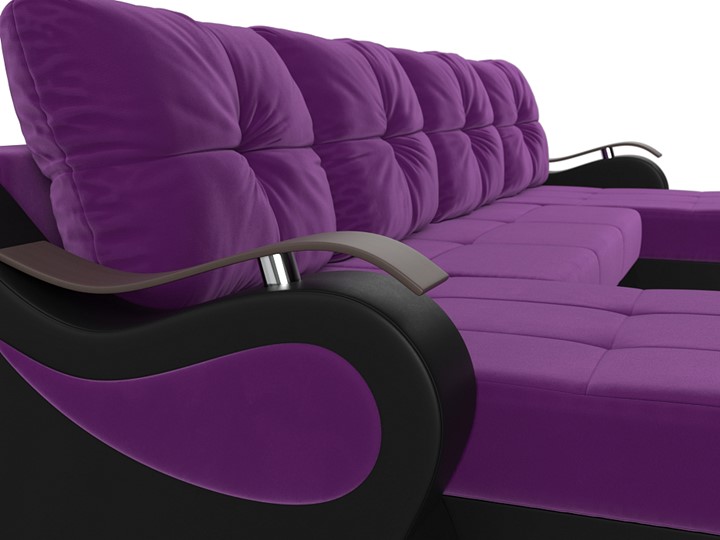 П-образный диван Меркурий П, Фиолетовый/черный (вельвет/экокожа) в Стерлитамаке - изображение 3