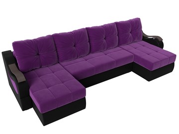 П-образный диван Меркурий П, Фиолетовый/черный (вельвет/экокожа) в Стерлитамаке - предосмотр 4