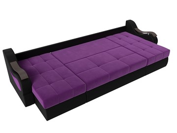 П-образный диван Меркурий П, Фиолетовый/черный (вельвет/экокожа) в Стерлитамаке - предосмотр 5