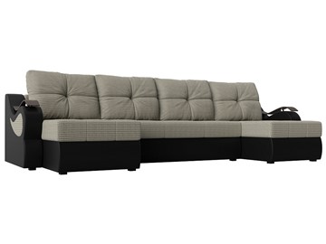 П-образный диван Меркурий П, Корфу 02 (рогожка)/черный (экокожа) в Стерлитамаке - предосмотр