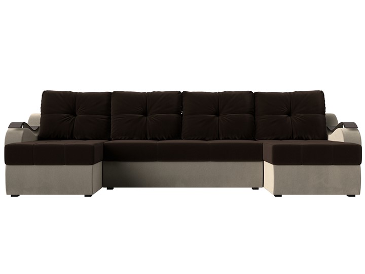 П-образный диван Меркурий П, Коричневый/бежевый (вельвет) в Стерлитамаке - изображение 1